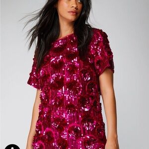 Nasty Gal 3D Floral Sequin Mini Dress